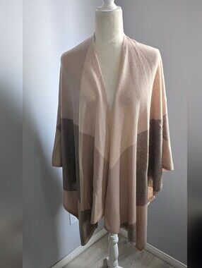 Charter Club Colorblocked Luxury Cashmere Wrap  Ruana